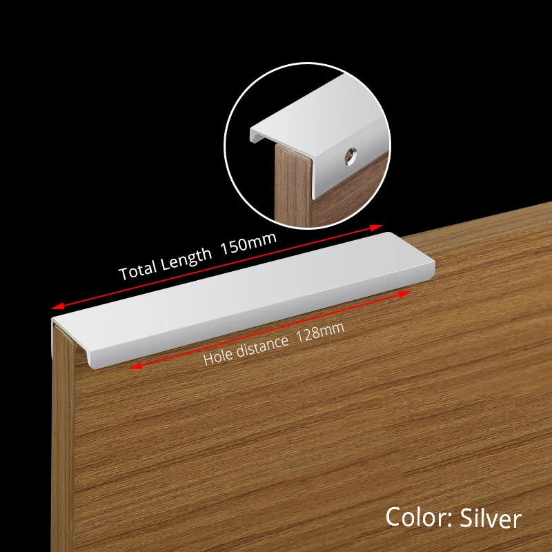 NAIERDI Black Hidden Cabinet Handles Aluminum Alloy Kitchen Cupboard Pulls Drawer Knobs Furniture Handle Bedroom Door Hardware