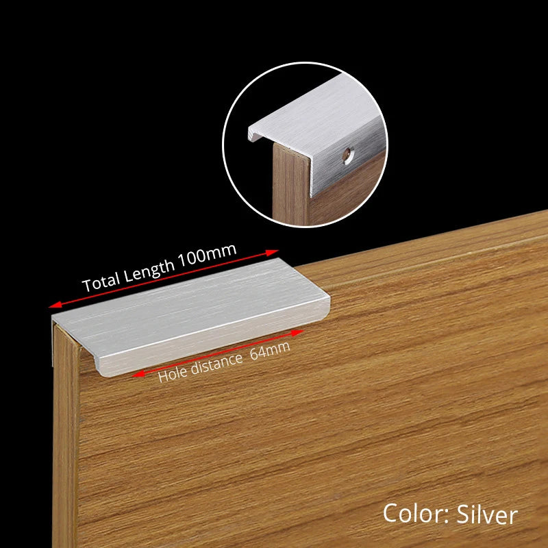 NAIERDI Black Hidden Cabinet Handles Aluminum Alloy Kitchen Cupboard Pulls Drawer Knobs Furniture Handle Bedroom Door Hardware