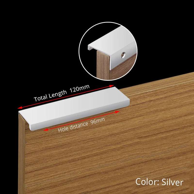 NAIERDI Black Hidden Cabinet Handles Aluminum Alloy Kitchen Cupboard Pulls Drawer Knobs Furniture Handle Bedroom Door Hardware