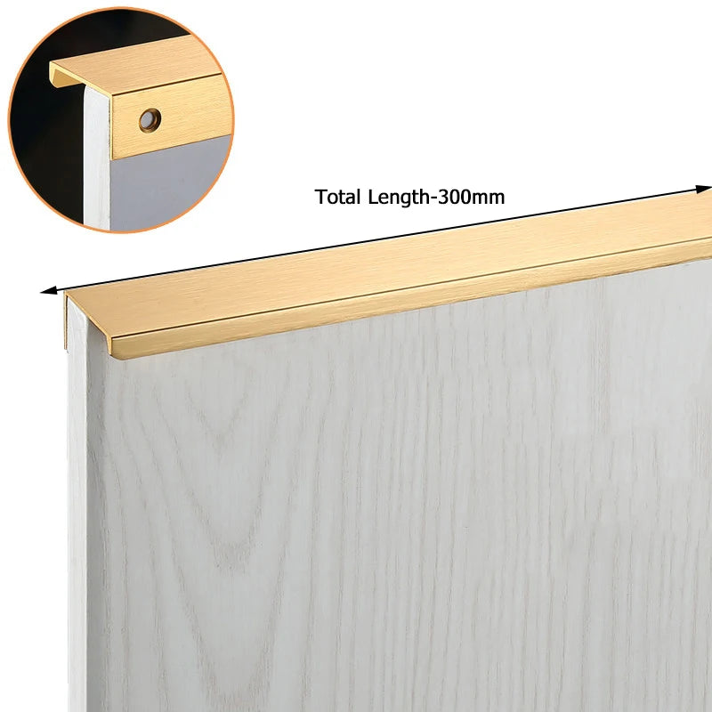 NAIERDI Black Hidden Cabinet Handles Aluminum Alloy Kitchen Cupboard Pulls Drawer Knobs Furniture Handle Bedroom Door Hardware