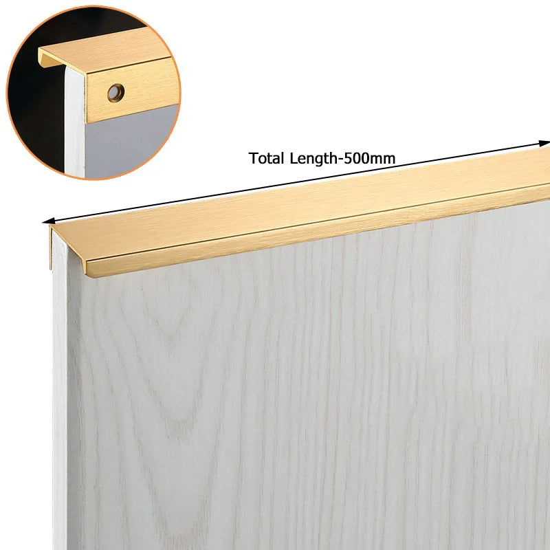 NAIERDI Black Hidden Cabinet Handles Aluminum Alloy Kitchen Cupboard Pulls Drawer Knobs Furniture Handle Bedroom Door Hardware