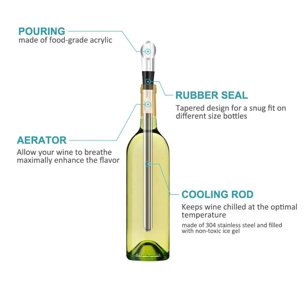 Ice Wine Chiller Rushed Ice Bucket Stainless Steel Barware Wine Pourer Bottle Stick Rapid Iceless Perfect Kitchen Bar Accessorie