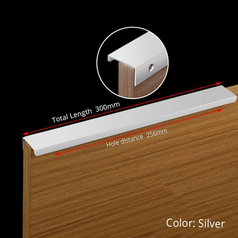 NAIERDI Black Hidden Cabinet Handles Aluminum Alloy Kitchen Cupboard Pulls Drawer Knobs Furniture Handle Bedroom Door Hardware