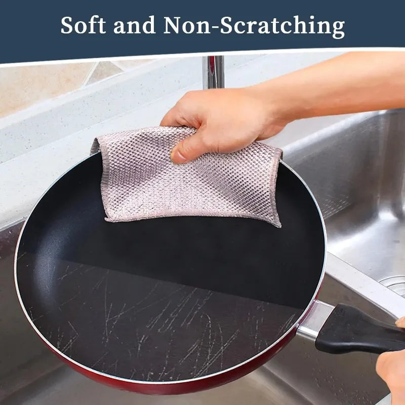 Wholesale Metal Steel Wire Rags Cloth Home Kitchen Pot Pan Dishwashing Double-sided Dishcloth Cleaning Cloths Towel Scrubber Rag