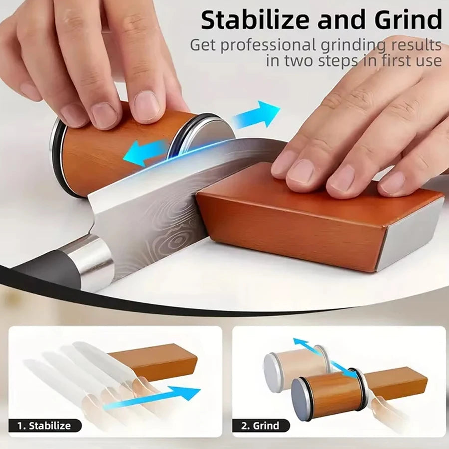 Dual Angle Knife Sharpener Diamond Ceramic Discs 15°20° Grinding Nonslip Magnetic Fast Sharpening Blades Kitchen Essential