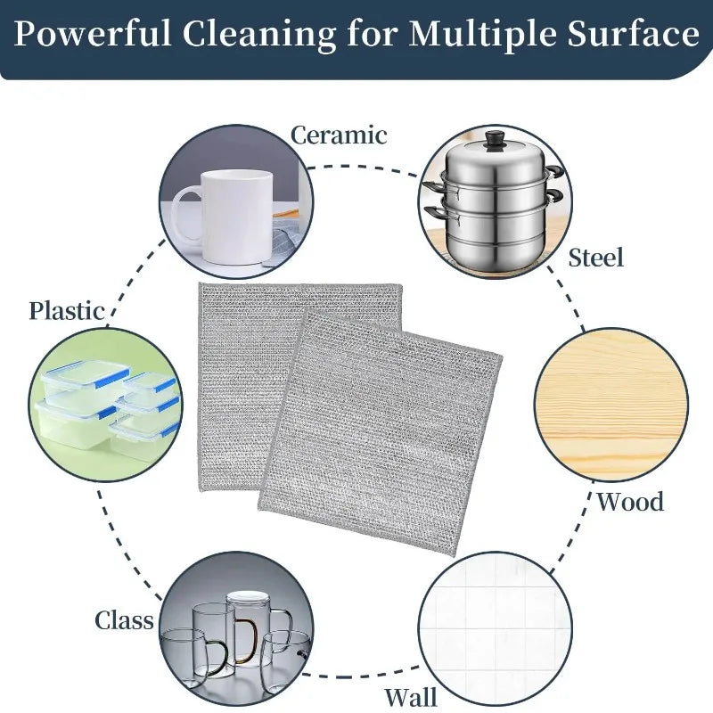 Wholesale Metal Steel Wire Rags Cloth Home Kitchen Pot Pan Dishwashing Double-sided Dishcloth Cleaning Cloths Towel Scrubber Rag