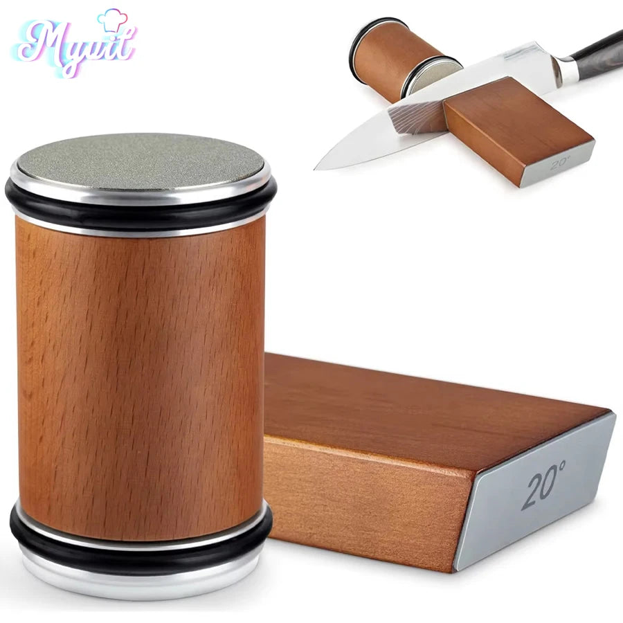Dual Angle Knife Sharpener Diamond Ceramic Discs 15°20° Grinding Nonslip Magnetic Fast Sharpening Blades Kitchen Essential