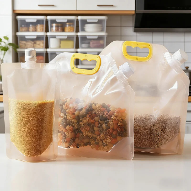 Food Storage Bags for Grains Cereals Kitchen Suction Nozzle Sealed Packaging Moisture Proof Reusable Fresh Keeping Organizer Bag