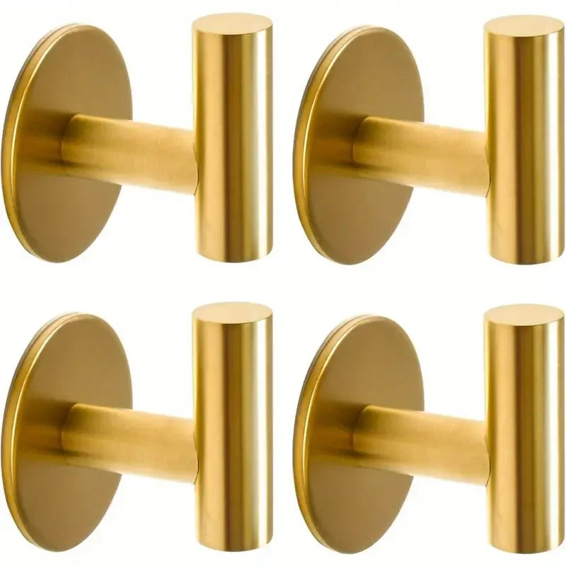 2/4PCS Adhesive Wall Hook Stainless Steel Robe Sticker Hooks Towel Coat Key Pants Hangers Bathroom Kitchen Storage Accessories