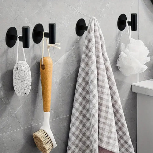 2/4PCS Adhesive Wall Hook Stainless Steel Robe Sticker Hooks Towel Coat Key Pants Hangers Bathroom Kitchen Storage Accessories