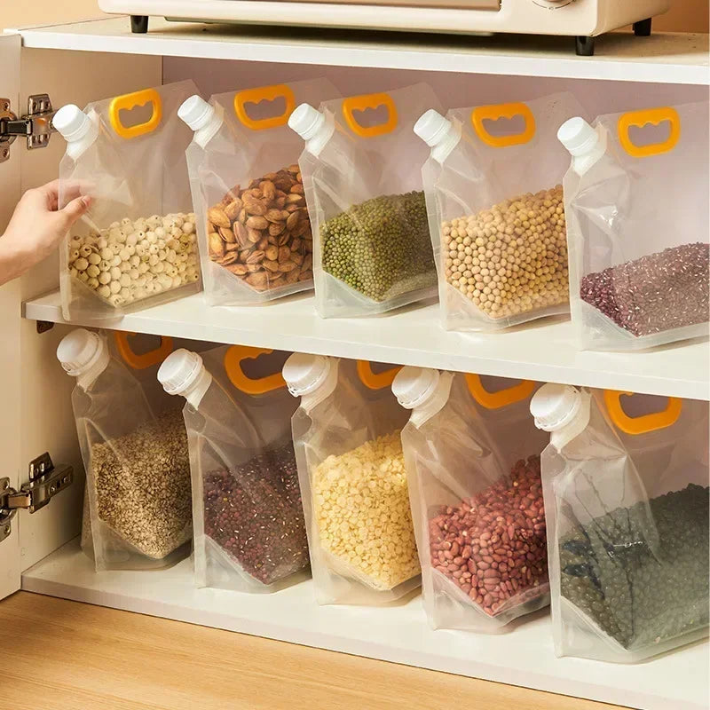 Food Storage Bags for Grains Cereals Kitchen Suction Nozzle Sealed Packaging Moisture Proof Reusable Fresh Keeping Organizer Bag