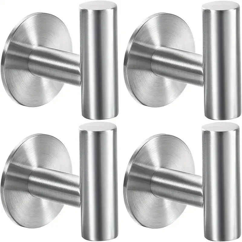 2/4PCS Adhesive Wall Hook Stainless Steel Robe Sticker Hooks Towel Coat Key Pants Hangers Bathroom Kitchen Storage Accessories