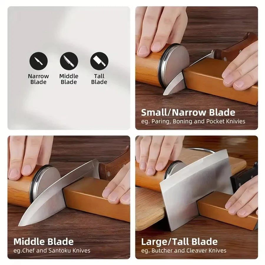 Dual Angle Knife Sharpener Diamond Ceramic Discs 15°20° Grinding Nonslip Magnetic Fast Sharpening Blades Kitchen Essential