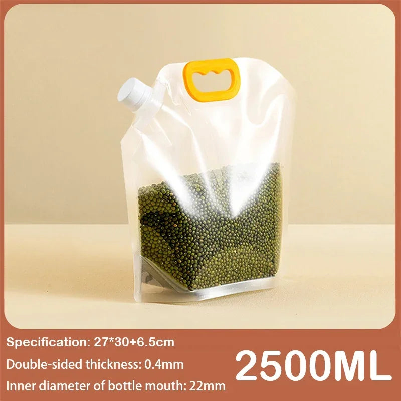 Food Storage Bags for Grains Cereals Kitchen Suction Nozzle Sealed Packaging Moisture Proof Reusable Fresh Keeping Organizer Bag