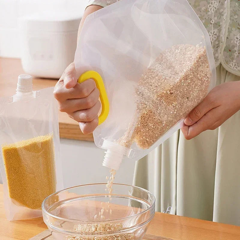Food Storage Bags for Grains Cereals Kitchen Suction Nozzle Sealed Packaging Moisture Proof Reusable Fresh Keeping Organizer Bag